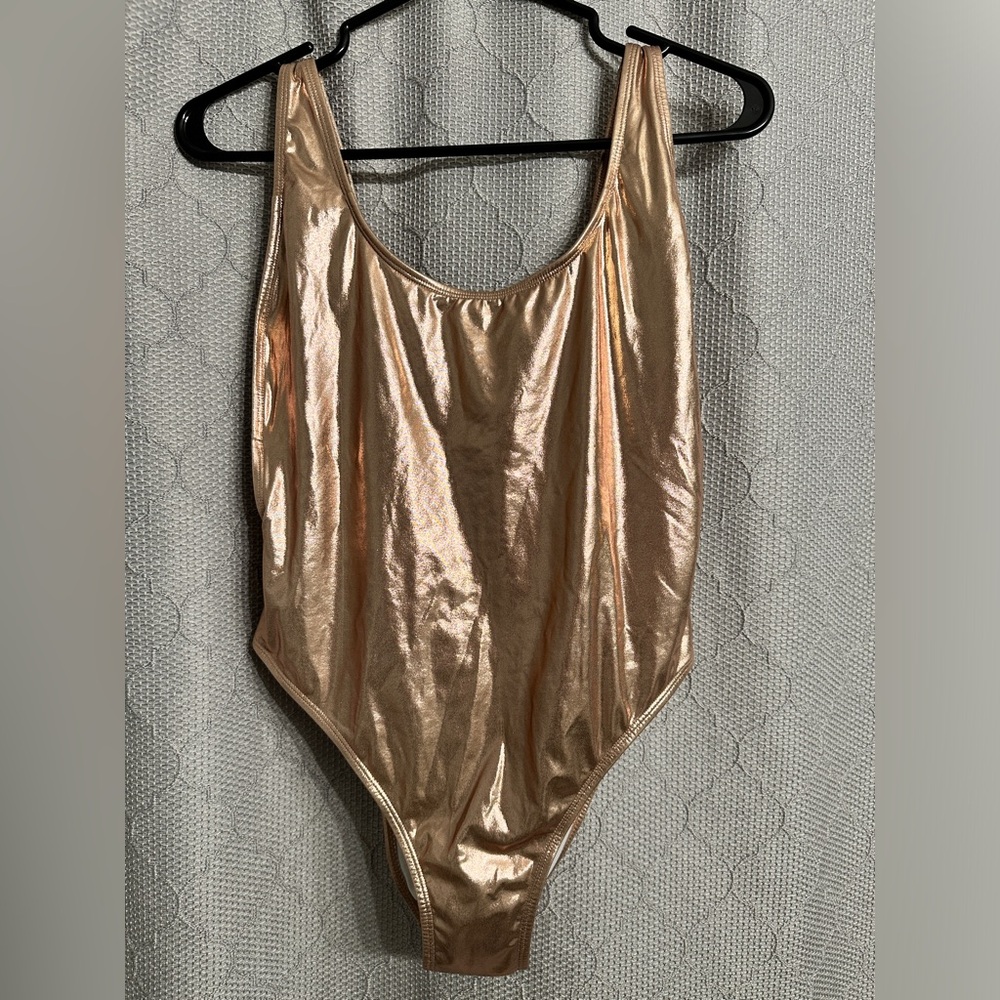 Shiny Metallic Rose Gold One Piece Swimsuit EXPRESS Size Med